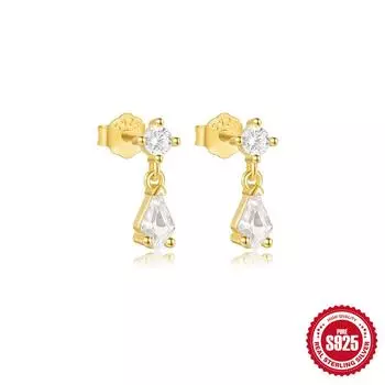 S925 Sterling Silver Simple Classic Four-Claw Round Rhombus Four-Petal Flower Opal Opal Diamond Versatile Stud Earrings 925 Silver