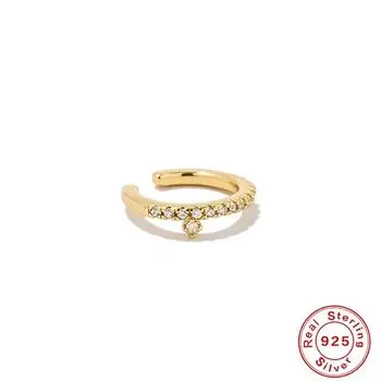 S925 Sterling Silver Simple Fashion Dense Inlay Simple Diamond Without Ear Piercing Ear Clip Earring Ear Bone Clip 925 Silver