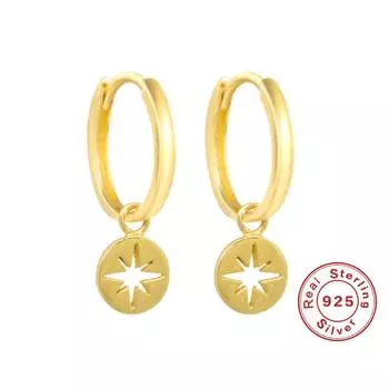 S925 Sterling Silver Simple Geometric Star Octagram Stud Earrings Earrings Ear Buckles Earrings 925 Silver