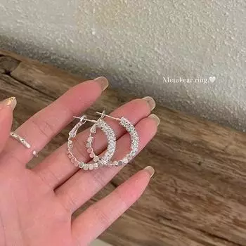 S925 Sterling Silver Small Pieces of Silver Earrings for Women 2025 New Arrival Best Selling Fancy Simple Bracelet Earrings Niche Design Earrings Silver Patchwork 925 Tremella Pair