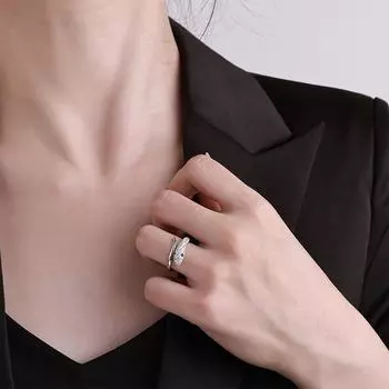 S925 Sterling Silver Snake-Shaped Open Ring for Women - Trendy and Unique Fashion Statement Adjustable opening платиновый