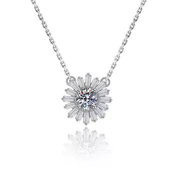 S925 Sterling Silver Snowflake Necklace Women S National Tide Small Daisy Diamond Pendant 50 Points Sunflower Collarbone Chain 925 Silver