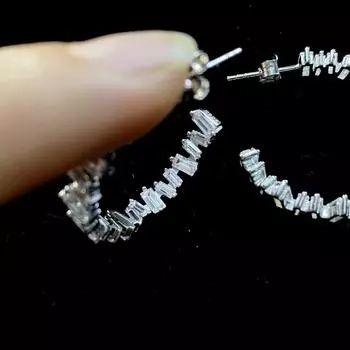 Серьги-кольца из стерлингового серебра S925 с бриллиантами и сверкающим покрытием из высокоуглеродистого серебра для женщин, свадебных вечеринок, изящных ювелирных украшений, женские серьги