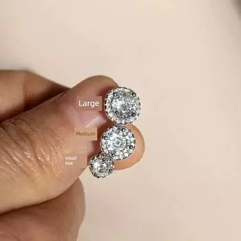 S925 Sterling Silver Sparkling Full Rhinestone round Studs Women s Unique Special-Interest Design Ear Bone Stud 2024 New Arrival Best Selling Earrings Pair of full-drilled earrings (small size)