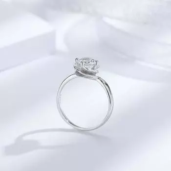 S925 Sterling Silver Spiral Petal Ring Women S Guochao Fashion Bouquet One Carat Diamond Ring Light Luxury Four-Claw Open Ring No. 5