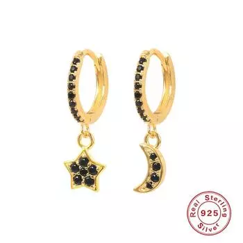 S925 Sterling Silver Star Moon Diamond Ear Buckle Earrings Best Selling Ins Fashion Trend Versatile Earrings 925 Silver