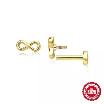 S925 Sterling Silver Stud Earrings 16G Flat Head Thread Puncture Cartilage Stud Earrings, Bone Studs, Pinna Earrings