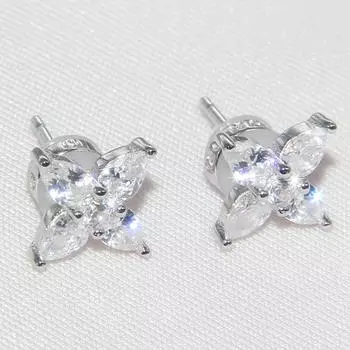 Серьги-гвоздики из стерлингового серебра 925 пробы, женские серьги-клеверы с кристаллами и цирконами, простые, модные, гипоаллергенные