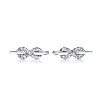 S925 Sterling Silver Stud Earrings Women S Fashion 8-Character Infinite Earrings Niche Design Sense Exquisite Small Zircon Stud Earrings 925 Silver белого золота