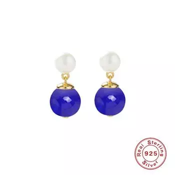 S925 Sterling Silver Temperament Atmosphere Personality Pearl Chalcedony Stud Earrings Earrings Elegant Earrings Mother Christmas Gift 925 Silver