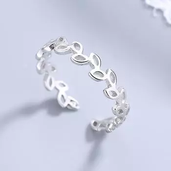 Кольцо с открытыми листьями из стерлингового серебра S925, женское, темпераментное, художественное, с регулируемым кольцом, с орнаментом Opening is adjustable