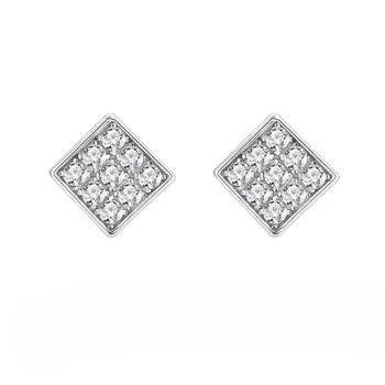 S925 Sterling Silver Three-Sided Square Stud Earrings Niche Versatile Square Earrings Super Flash Premium Exquisite Earrings 925 Silver
