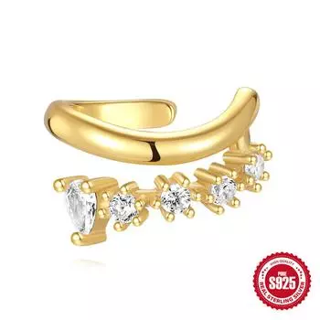 S925 Sterling Silver Versatile Earrings Fashion Personality Trend Diamond-Encrusted Horse Eye Multi-Layer Earclip Earrings 925 Silver