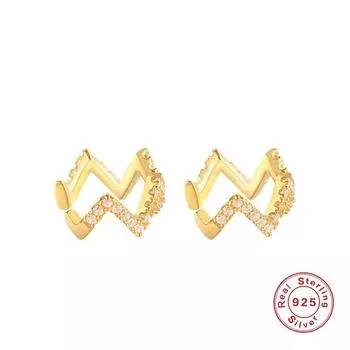 S925 Sterling Silver Wave Ear Bone Clip Earrings Ins Wind Simple Diamond-Set Ears No Ear Piercings Women S Earrings 925 Silver золотой