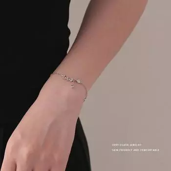 S925 Sterling Silver Wheat Ear Bracelet Niche Exquisite Wind Ear Ear Safety Zircon Bracelet Female Mori Jewelry