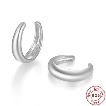 S925 Sterling Silver Wide Face Earrings Fashion Glossy Earrings Trend Personality Style Creative No Pierced Earrings 925 Silver платиновый