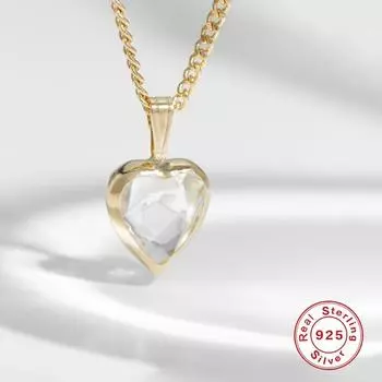 S925 Sterling Silver Wind Best Selling Sparkling Topaz Love Shaped Pendant Necklace Please Gift 925 Silver