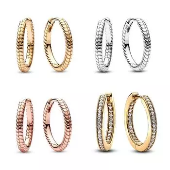 Женские серьги из стерлингового серебра S925 с фирменным логотипом и паве, серьги-кольца с подвесками, подходят женщинам, подарочный набор