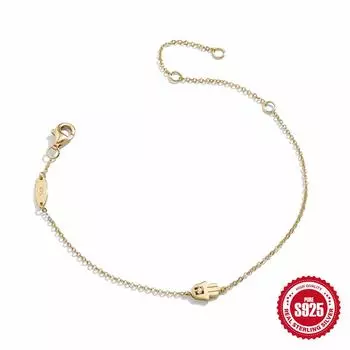 S925 Sterling Silver Women S Fashion Small Hand Simple Temperament Bracelet Popular Design Palm Jewelry 925 Silver золотой