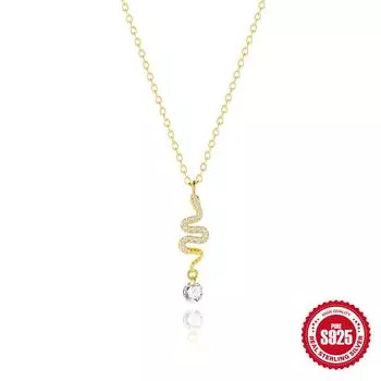 S925 Стерлинговое Серебро Дизайн Элементов Высококлассное Змеиное Ожерелье Женское Циркониевая Спайка Креативная Сочетающаяся Цепочка 925 silver золотой