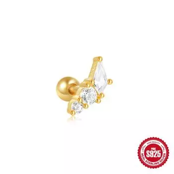 S925 Стерлинговое серебро Глаз дьявола Кошачий глаз Опал Опал Бриллиант Шар Пирсинг Резьбовой Гвоздик для уха Премиум