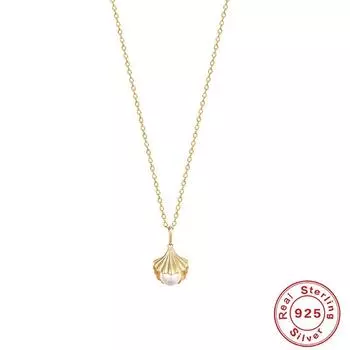 S925 Стерлинговое Серебро Ins Креативное Универсальное Личность Жемчужная Ракушка Кулон Ожерелье Уникальная Нестандартная Цепочка на Ключицу 925 silver золотой