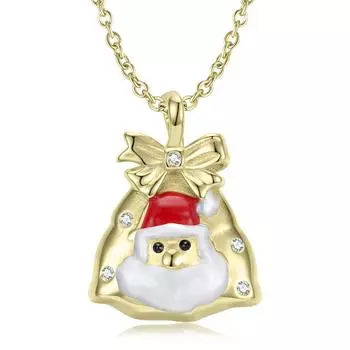 S925 Стерлинговое Серебро Покрытие 14-каратное Золото Эпоксидная Санта-Клаус Кулон Ожерелье Европейские И Американские Рождественские Ожерелья Ювелирные Изделия