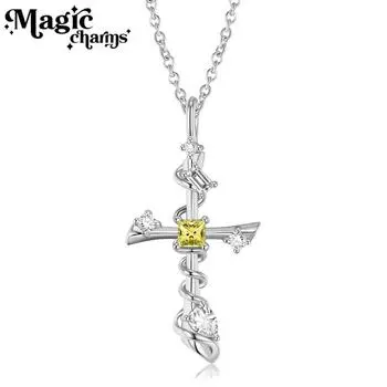 S925 Стерлинговое серебро Простое Серебряное Крест Подвесное Ожерелье Оригинальный Дизайн Универсальный Унисекс Ключица Цепочка Ожерелье Ювелирные Изделия