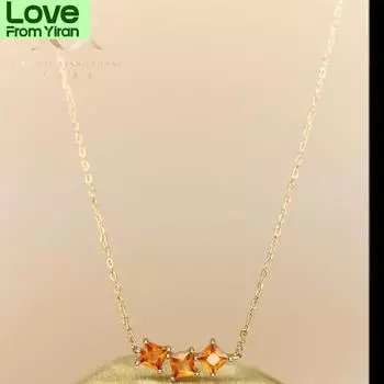 S925 стерлингового серебра 14 карат с золотым покрытием из 3 шт. цирконий соединенное ожерелье для женщин S простая ключичная цепочка дизайн Niche High Sense 45cm