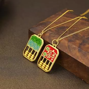 S925 стерлингового серебра абак ожерелье женское богатство мир эмаль ремесло абак кулон ключица цепочка мода 925 silver