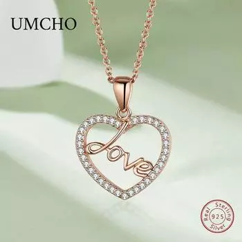 S925 стерлингового серебра английские буквы любовь в форме сердца кулон розовое золото женское ожерелье розового золота