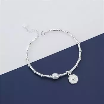 S925 стерлингового серебра бамбуковый браслет женский простой браслет в форме сердца жемчуг Ins стиль украшения для рук 925