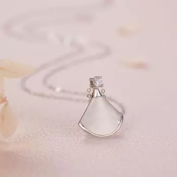 S925 стерлингового серебра белое ожерелье из рябчика юбка женская мода легкий роскошный веер ракушка кулон премиум ключичная цепочка 925 silver