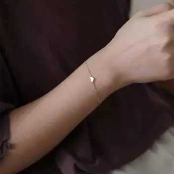 S925 стерлингового серебра браслет Мини милый глянцевый маленький сердечко минималистский универсальный тонкий браслет для женщин 925