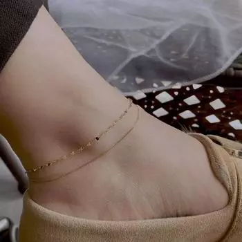 S925 стерлингового серебра браслет на щиколотку для женщин меньшинства мода двойной слой ивовый лист плотная цепь золотой шар ноги чистое ожерелье 925