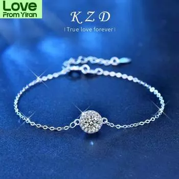 S925 стерлингового серебра браслет ювелирные изделия женская мода муассанит открытый браслет для девушки подарок 24cm белый