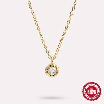 S925 стерлингового серебра бриллиант круглый кулон простая атмосфера элитное женское ожерелье ключицы Xiaohongshu взрыв 925 Silver золотой