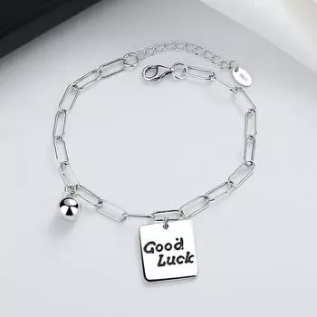 S925 стерлингового серебра буква квадратный бренд Goodluck браслет простой ежедневный универсальный элегантный изысканный ювелирные изделия для женщин