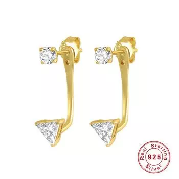 S925 стерлингового серебра циркон кулон куртка двойные серьги-гвоздики двойные серьги серьги дизайн серьги 925 Silver