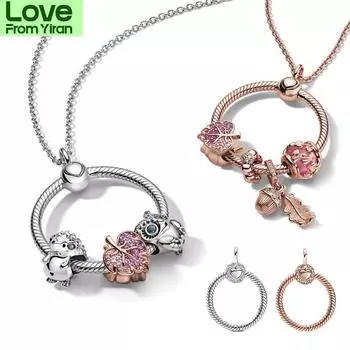 S925 стерлингового серебра цвет ожерелье кулон моментов подвески бусины для женщин подходит браслет