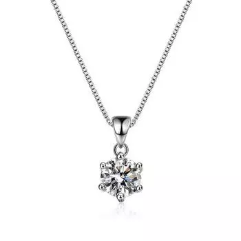 S925 Стерлингового Серебра D Цвет VVS Муассанит Ожерелье Для Женщин Ювелирные Изделия с Коробкой Цепи Шесть Когтей 1Ct Подвеска С Настоящим Бриллиантом 45cm