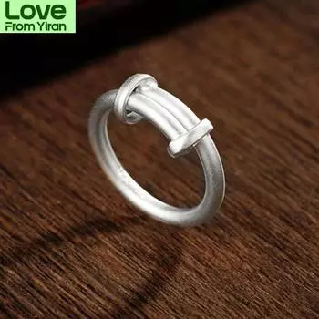 S925 стерлингового серебра Dai Jiajiang S First Wish стерлингового серебра ручной работы старинное кольцо для мужчин и женщин старомодное регулируемое