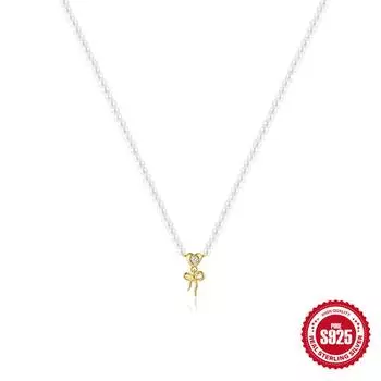 S925 стерлингового серебра День матери нишевый дизайн чувство любви роза бант жемчуг многослойное ношение универсальное изысканное ожерелье 925 silver золотой