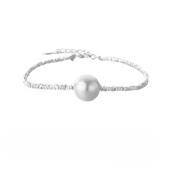 S925 стерлингового серебра дробленый серебряный браслет с жемчугом браслет с имитацией жемчуга французская нерегулярная огранка серебряные ювелирные изделия 925 Silver