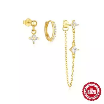 S925 стерлингового серебра ежедневный темперамент соответствующий комплект серьги серьги женские серьги комплект сережек-гвоздиков 925 Silver