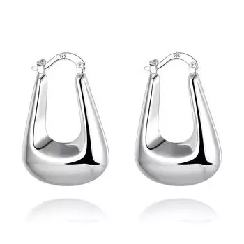 s925 стерлингового серебра гладкие U-образные серьги-кольца Шарм женские вечеринка помолвка подарок мода серебряный