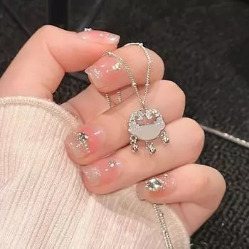 S925 стерлингового серебра халцедон предохранительный замок ожерелье женский легкий роскошный дизайн меньшинства новый китайский ключичный цепь