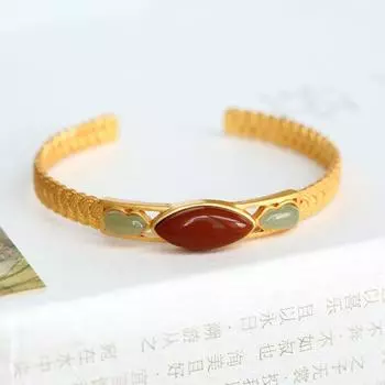 S925 Стерлингового Серебра Южный Красный Инкрустированный Натуральный Нефрит Hetian Серый Нефритовый Браслет Винтажный Тканый Твист Браслет Женский Открытый Браслет белый