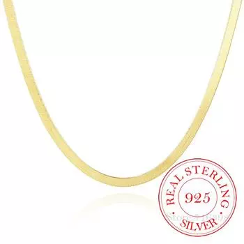 S925 стерлингового серебра классические ожерелья-чокеры в виде змеи цепи для женщин мужчин 14K позолоченные ожерелья свадебные украшения для вечеринки подарок 45cm