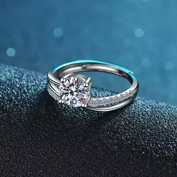 S925 стерлингового серебра классическое великолепное кольцо Busy женское кольцо Guochao Row бриллиантовое кольцо открытое кольцо четыре бриллианта однокаратное бриллиантовое кольцо Opening adjustable